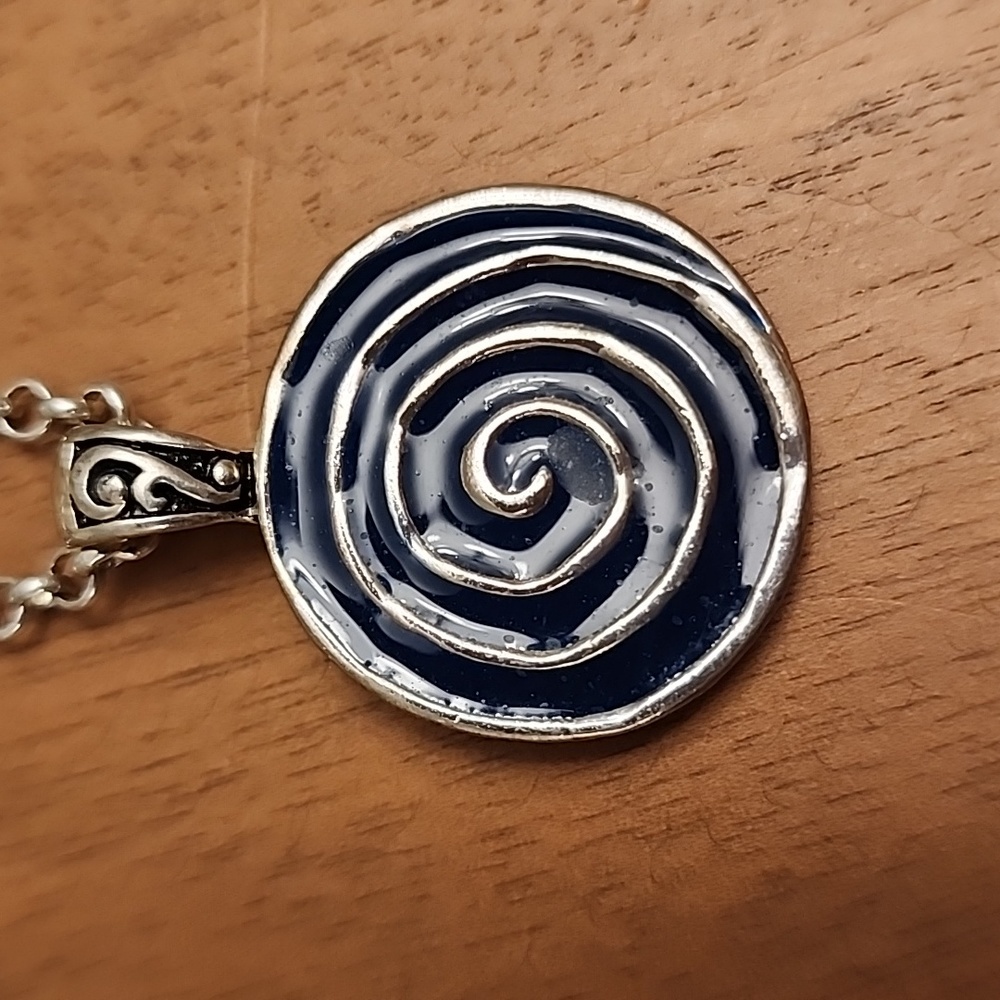 24 inch 3 layer whimsical black lacquered silver necklace